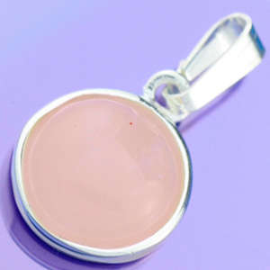 Solid 925 Sterling Silver & Rose Quartz pendant 20mm + 1.55g