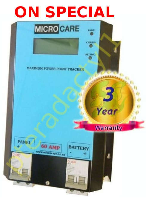 60A SOLAR LCD MPPT REGULATOR AUTO (12-48v) by MICROCARE - ON SPECIAL