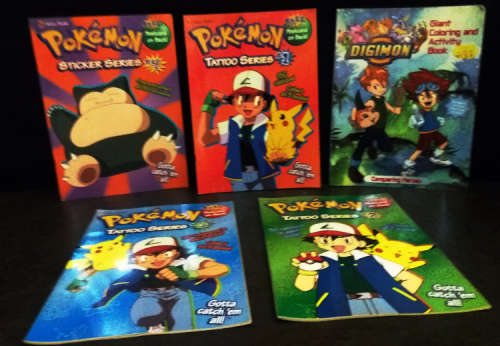 Pokemon Tattoo Series 1-4 Gotta catch `em all series and Digimon Coloring and activity books