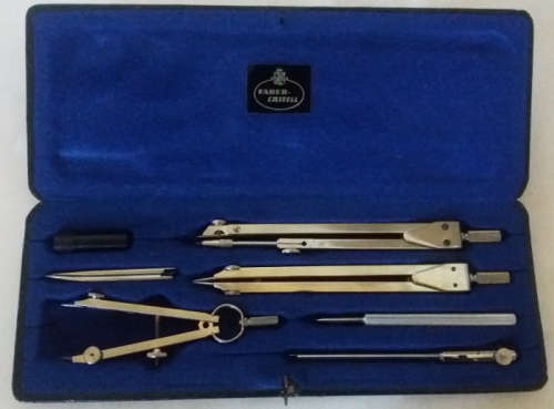 Vintage FABER-CASTELL 71/16 Drafting tools set in original box (Blue Velvet) Made in Germany