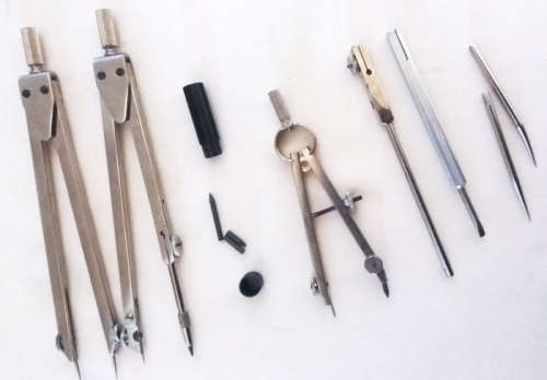 Vintage FABER-CASTELL 71/16 Drafting tools set in original box (Blue Velvet) Made in Germany