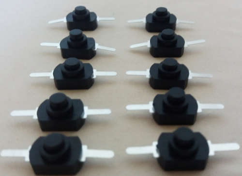 Mini Latching on - off push button switches 1A 30V DC 250V  - Bulk pack of 10 qty