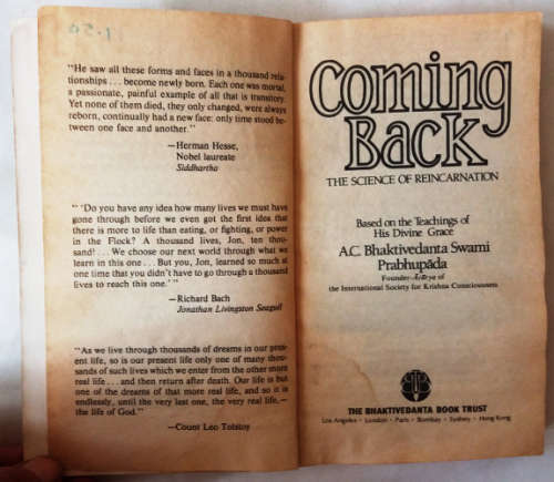 Coming the science of reincarnation by Bhaktivedanta Swami