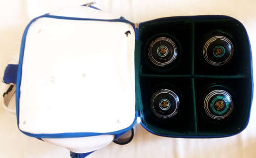 Henselite pt-361 Super Grip Championship Lawn Bowls Black set of 4 in vinyl carry case -Size 4 13/16