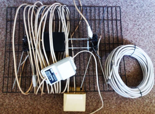 VHF/UHF Ellies SA9 wideband grid 2 element antenna with amplifier and stabilised power supply