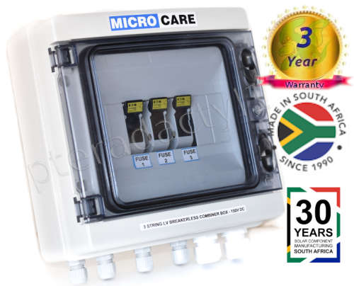 3 string Breakerless Low Voltage Combiner Surge Protection for Solar PV Panels - Microcare MPPT
