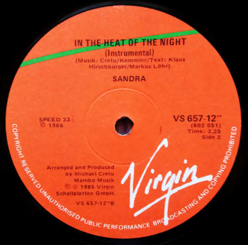 Sandra - In the heat of the night - 12 Inch 33 RPM, Maxi single, stereo