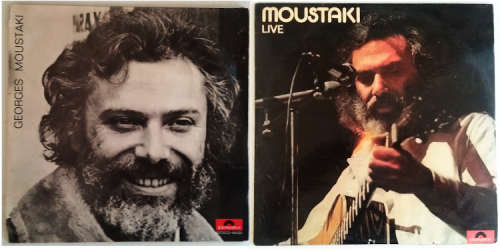 Georges Moustaki 2 vinyl/LP albums French - Georges Moustaki 1969 and Live 1975 gate-fold covers