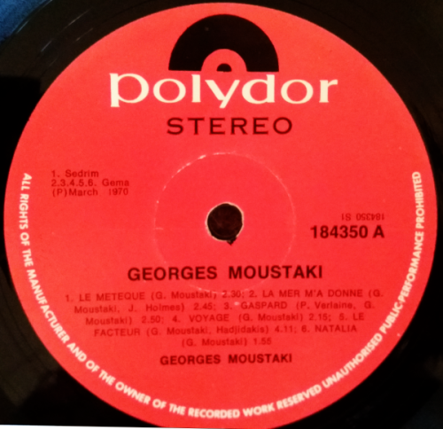 Georges Moustaki 2 vinyl/LP albums French - Georges Moustaki 1969 and Live 1975 gate-fold covers