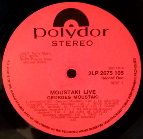 Georges Moustaki 2 vinyl/LP albums French - Georges Moustaki 1969 and Live 1975 gate-fold covers