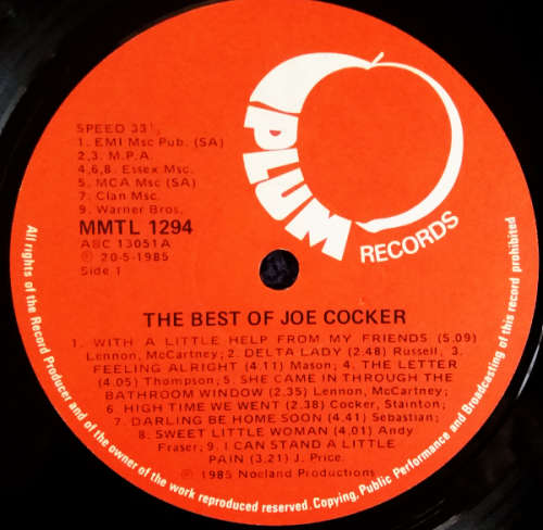 Joe Cocker - The best of Joe Cocker lp/vinyl 1985 - 18 original hits [VG]