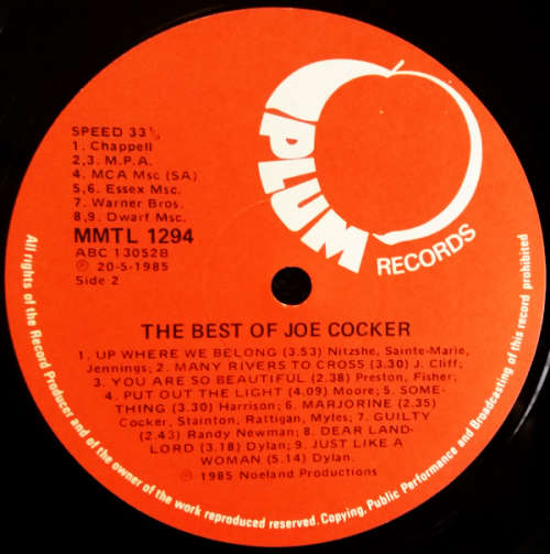 Joe Cocker - The best of Joe Cocker lp/vinyl 1985 - 18 original hits [VG]