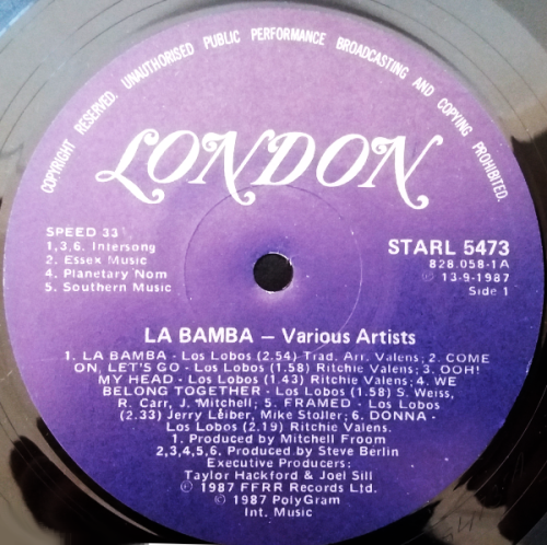 La Bamba - original motion picture soundtrack Vinyl LP