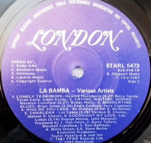 La Bamba - original motion picture soundtrack Vinyl LP