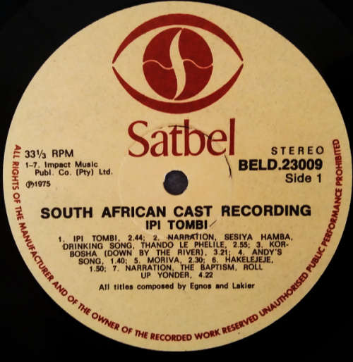 IPI-TOMBI original South African Cast Recording Vinyl LP 1975 ( Vinyl G-)
