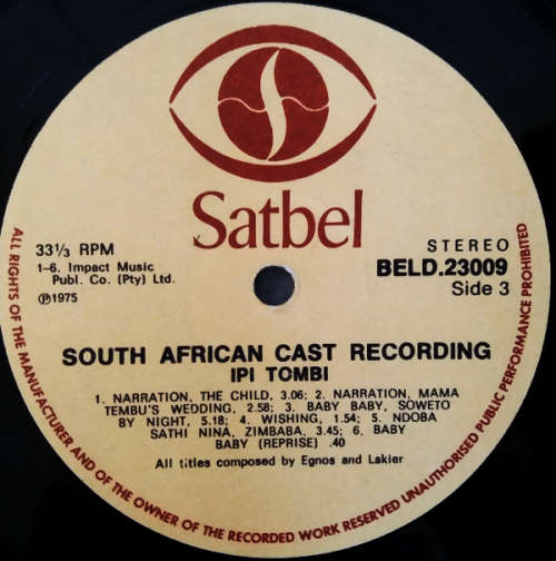 IPI-TOMBI original South African Cast Recording Vinyl LP 1975 ( Vinyl G-)