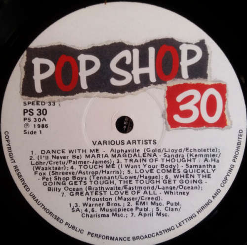 Pop Shop 30 Special Edition vinyl LP (vinyl VG)