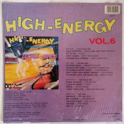 High energy double dance vol.6 vinyl lp (1986 double-vinyl, 80 minutes of original artists) G+/VG+