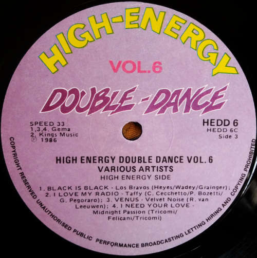 High energy double dance vol.6 vinyl lp (1986 double-vinyl, 80 minutes of original artists) G+/VG+