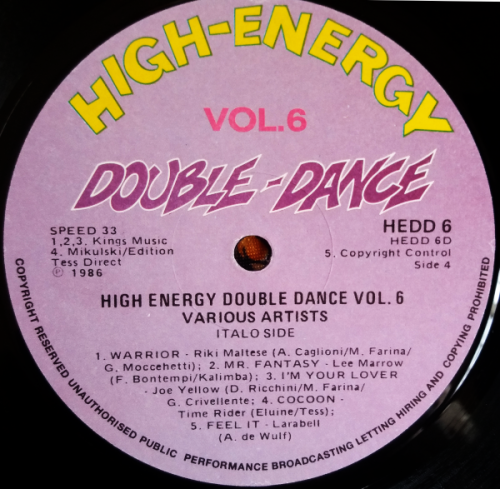 High energy double dance vol.6 vinyl lp (1986 double-vinyl, 80 minutes of original artists) G+/VG+
