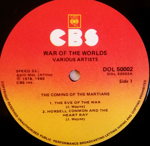 Jeff Wayne - War Of The Worlds Double vinyl LP - Gate-fold cover released 1980