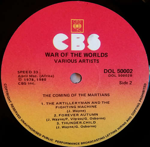 Jeff Wayne - War Of The Worlds Double vinyl LP - Gate-fold cover released 1980