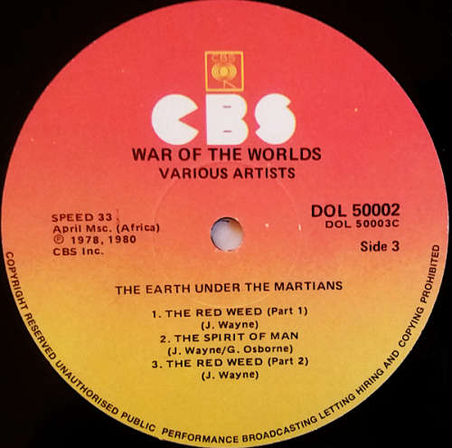 Jeff Wayne - War Of The Worlds Double vinyl LP - Gate-fold cover released 1980