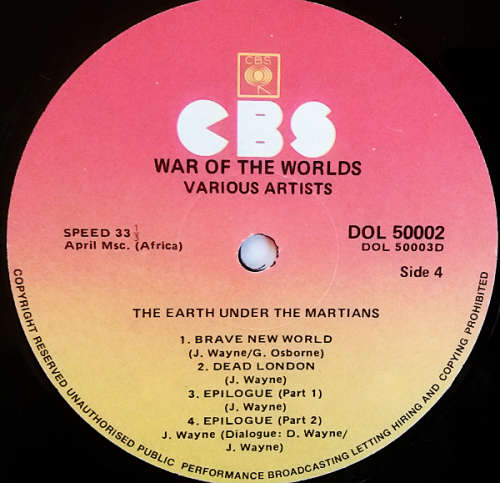 Jeff Wayne - War Of The Worlds Double vinyl LP - Gate-fold cover released 1980