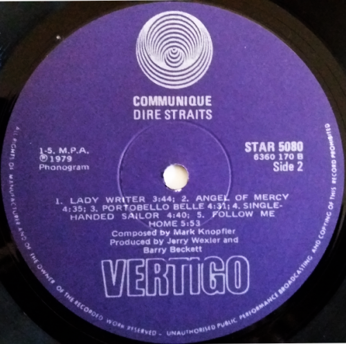 Dire Straits - Communiqué  vinyl lp (VG+/Ex VG+)