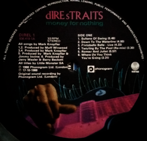 Dire Straits - money for nothing vinyl LP (VG/VG+)