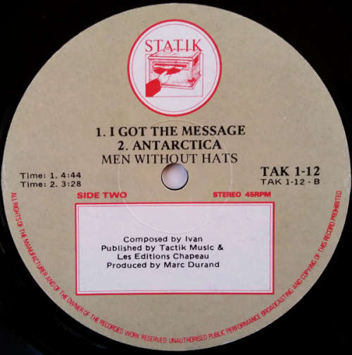 Men Without Hats - Safety Dance (Extended `Club Mix`) vinyl 12` 45 RPM Single - Import (VG+/VG+)