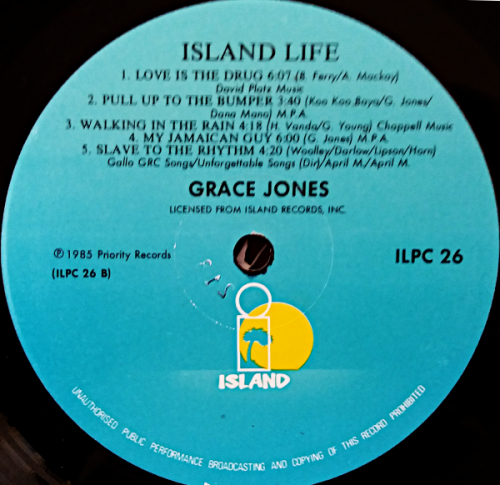 Grace Jones - Island Life vinyl LP gate-fold (EX VG+/EX VG+)