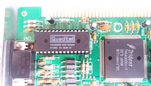 Trident Quadtel TVGA9000i 512kB ISA VGA Video Graphics Card for 386/486 Computers