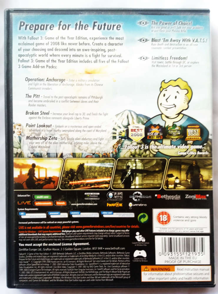 Fallout 3 pc dvd game for Windows live