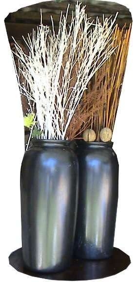 LARGE CERAMIC MATISSE BLACK VASES X2