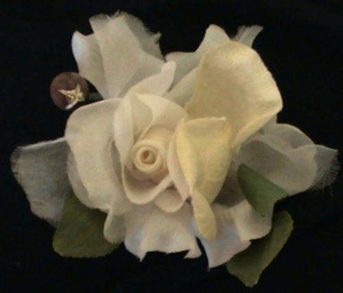 Corsage/Buttonhole/Boutonniere Creamy colour with pink hue (Artificial Flower) ex CPT