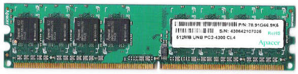 512MB APACER ACER PC2-4300 CL4 Desktop RAM