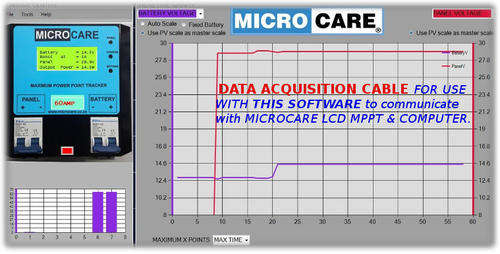 Data Acquisition Cable: Connects Microcare LCD MPPTS to PC to monitor power production & software