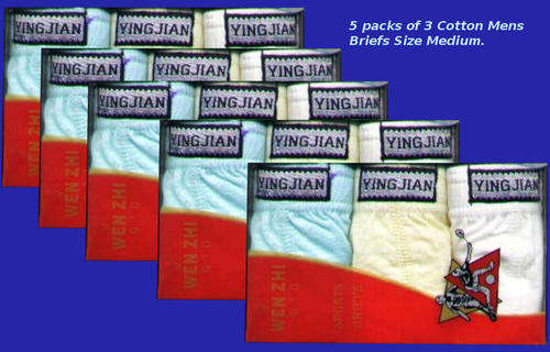 Cotton Mens Briefs Job lot of 5 Packs of 3 assorted colours each