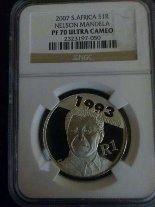 NELSON MANDELA PF70 2007 SILVER R1 NOBEL LAURETTE NGC ULTRA CAMEO