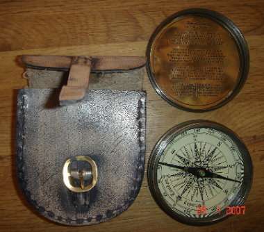 Pocket compass in leather pouch - large size - a unique Father's Day gift