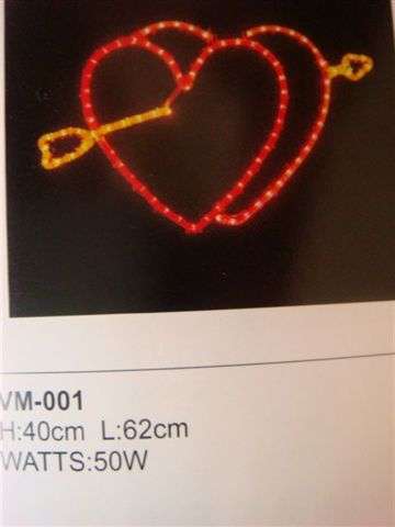 Christmas decoration - Hearts rope light motif - ideal for outdoor