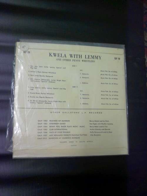 LP/VINYL VERY RARE FIND - VG+ CONDITION - GALLOTONE- KWELA WITH LEMMY and other penny whistlers