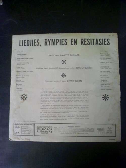 RYMPIES LIEDJIES EN RESITASIES  - GOOD CONDITION - LP/VINYL