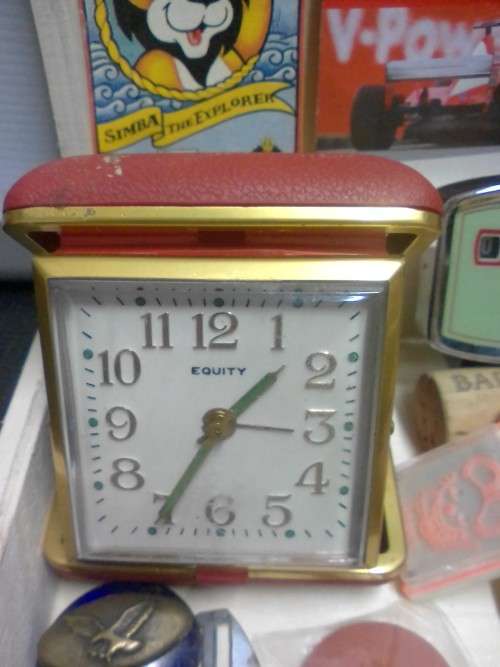 VINTAGE ITEMS - EQUITY POCKET ALARM, OLD COINS, OLD KEYS & PADLOCKS, OLD PENS +++++