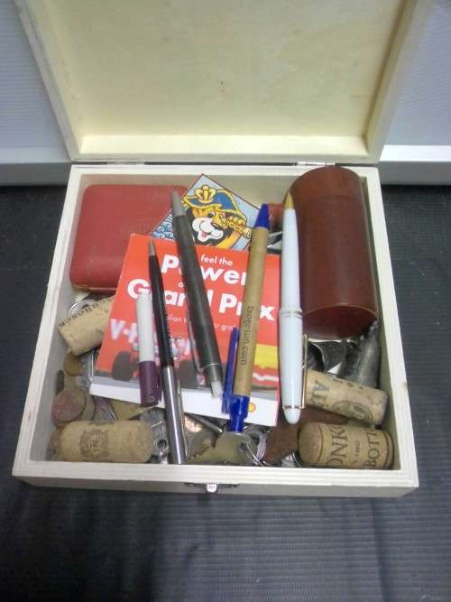 VINTAGE ITEMS - EQUITY POCKET ALARM, OLD COINS, OLD KEYS & PADLOCKS, OLD PENS +++++