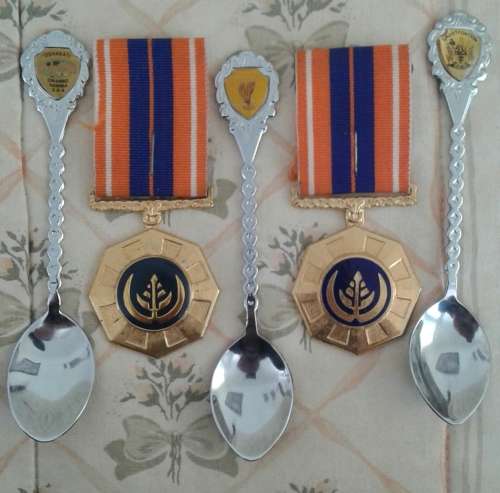 PRO PATRIA MEDALIONS & RUNDU,GROOTFONTEIN,OSHAKATI SOEVENIER SPOONS