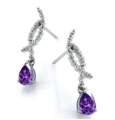 Magical 1cts Amethyst Earrings in 925 Silver with 0.01cts Diamonds