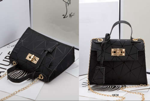 Geometric Lock Chain Satchel Bag