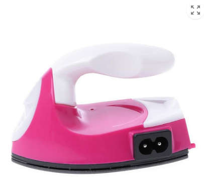 Portable Mini Electric Iron Small - Pink and White -  International Plug - Display Unit